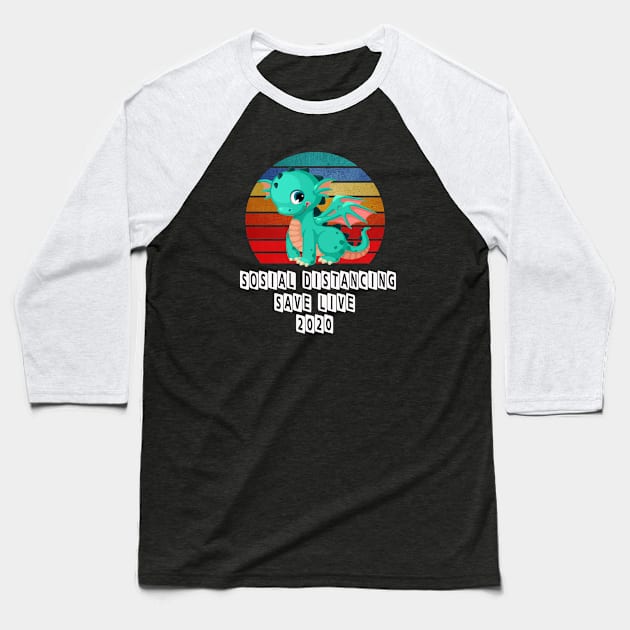 Cute Dinosaurus Save Live Retro Baseball T-Shirt by JeffDesign